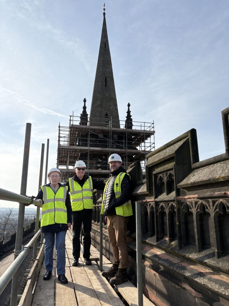 Scaffold tour at St. Bartholemew's Church, wednesbury. Historic building repair project
