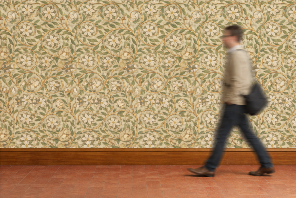 Arts and Crafts conservation repairs - wall finish William Morris