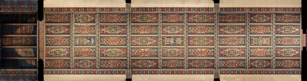 Colourful listed ceiling
